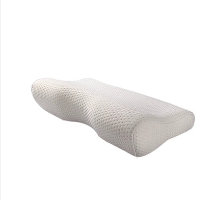 Cervical memory foam neck pillow with contoured ergonomic support for comfortable sleep