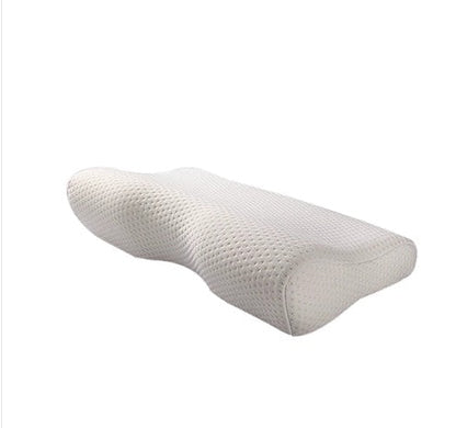 Cervical memory foam neck pillow with contoured ergonomic support for comfortable sleep