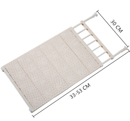 Space-saving adjustable wall-mounted kitchen storage rack in a compact closet organizer design
