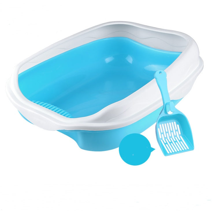 Semi enclosed cat sized thickened splash proof toilet in durable plastic design