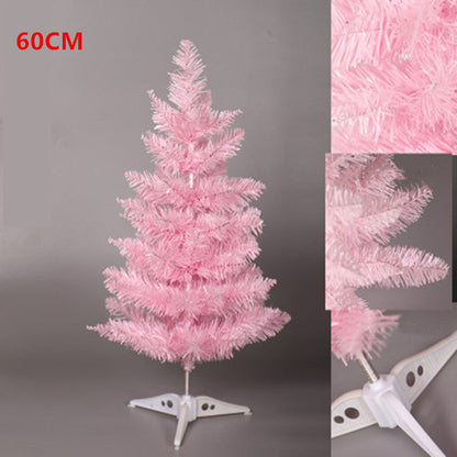 Pink pointed gradient Christmas tree with layered branches and festive decorative shape