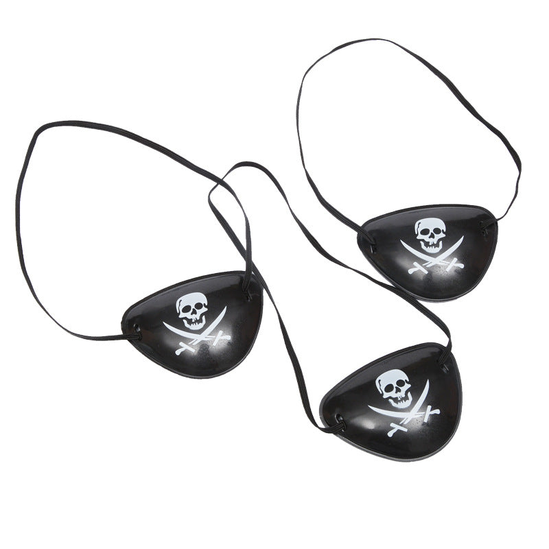 Black Halloween pirate blindfold with skull design for costume accessories
