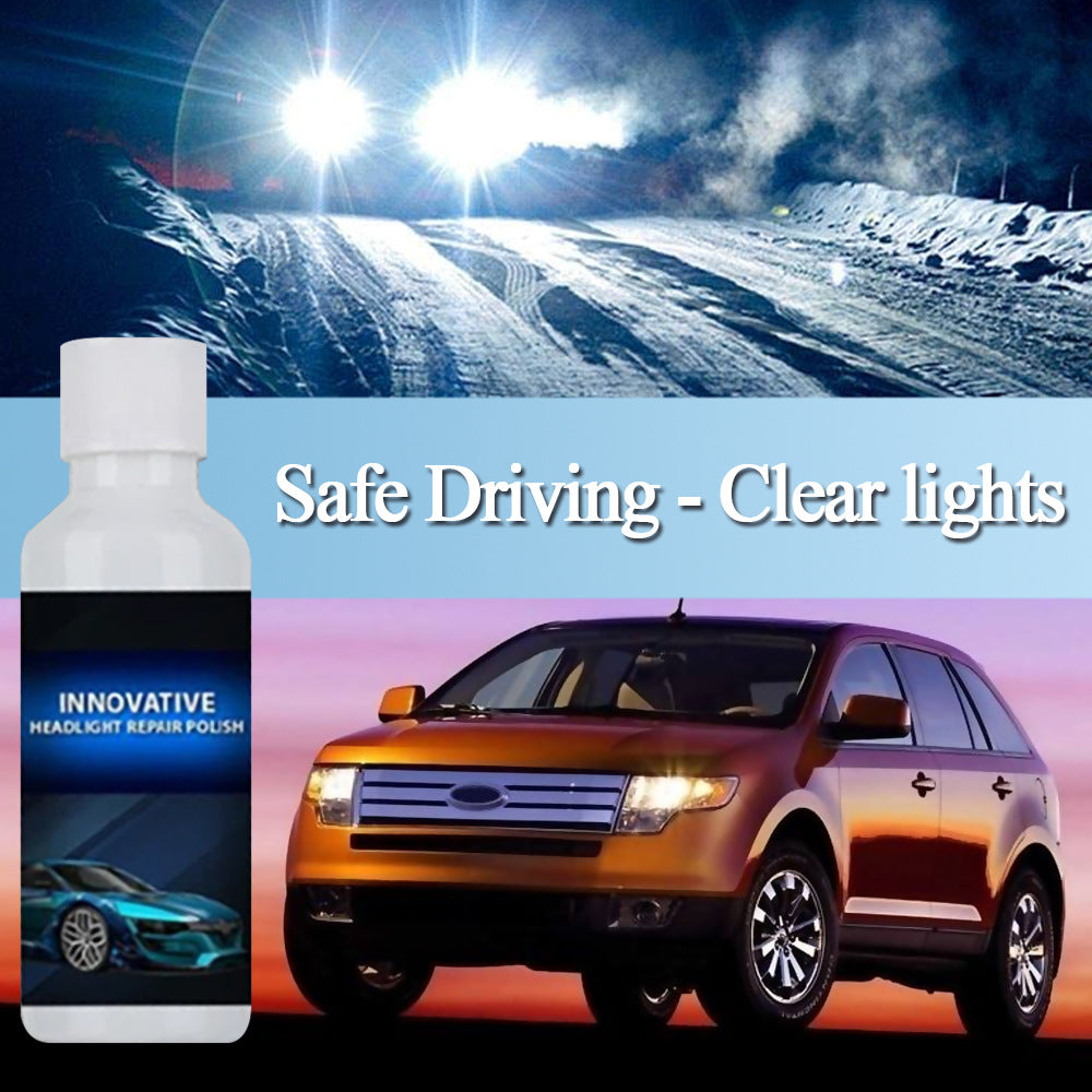 Car headlight repair fluid bottle from My Store for restoring cloudy headlights