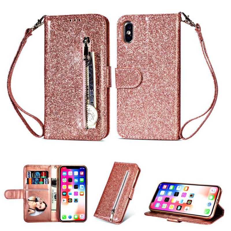 Zipper phone case with secure zip closure, compact protective design in a neutral finish