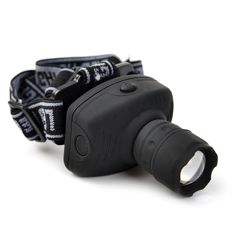 Outdoor 3W LED strong head light with adjustable head strap, front view