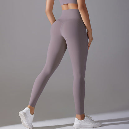 Women’s high-waist hip-lift nude-feel yoga hot pants leggings
