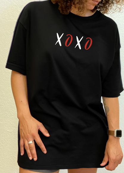 Spun Bamboo XOXO unisex bamboo and cotton graphic T-shirt with printed design, suitable for men, casual wear.