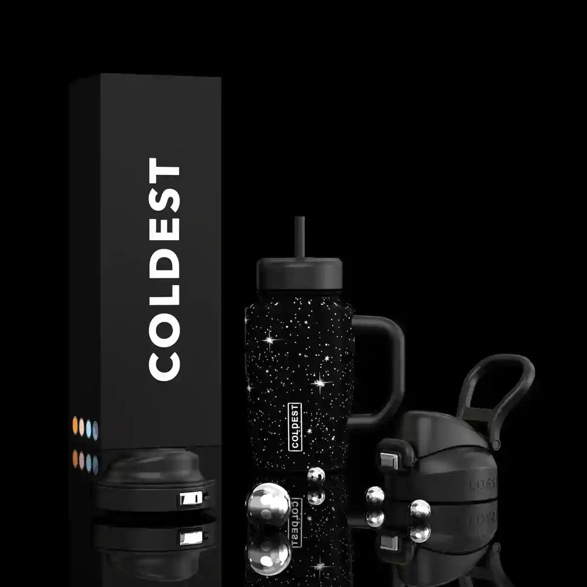Coldest Limitless Ultra v8 15oz tumbler with matte black finish and stainless steel construction, viewed from a distance.