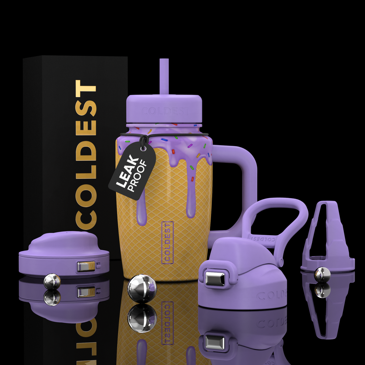 Coldest Limitless Ultra v8 15oz tumbler with a colorful ice cream design, designed for cold drinks and durability.