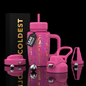 Coldest Limitless Ultra v8 15oz tumbler with pink moon floral design, stainless steel body, and leak-proof lid.