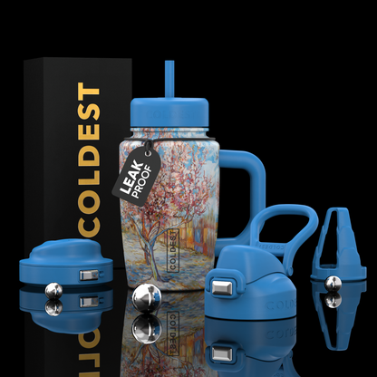Pink and peach-colored Coldest 15oz Limitless Ultra v8 tumbler with a sleek design and durable stainless steel construction.