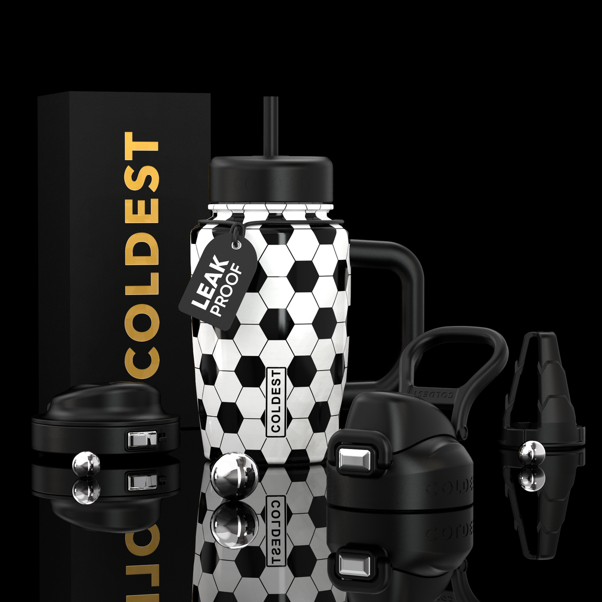 Coldest Limitless Ultra V8 15oz stainless steel tumbler with matte black finish, featuring a sleek design and spill-resistant lid.