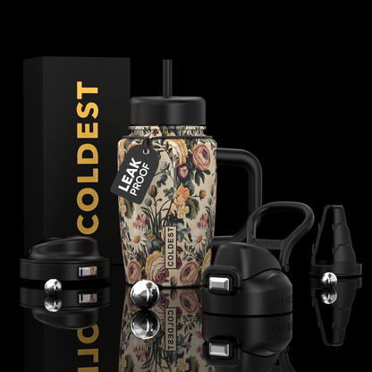 Coldest Limitless Ultra v8 15oz tumbler with a pink Rose All Day design, featuring a sleek stainless steel finish and insulated body.