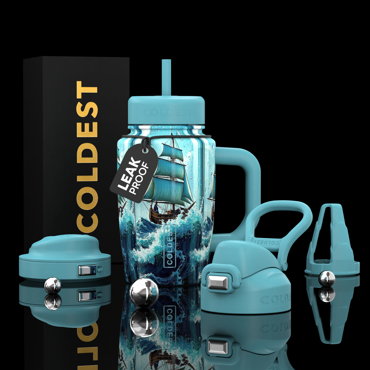 Coldest Limitless Ultra V8 15oz insulated stainless steel water bottle with spill-proof lid and sleek design.