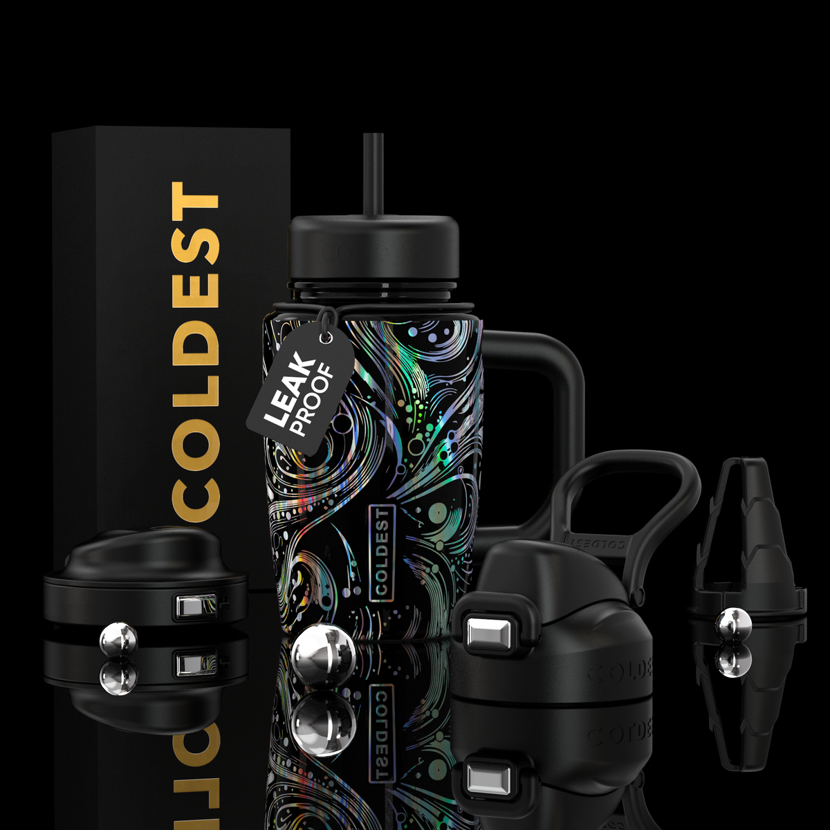 Coldest Limitless Ultra v8 15oz insulated tumbler with space exploration design, featuring a sleek stainless steel finish and vibrant graphics.