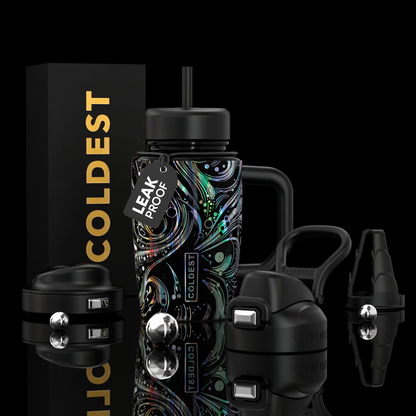 Coldest Limitless Ultra v8 15oz insulated tumbler with space exploration design, featuring a sleek stainless steel finish and vibrant graphics.