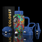 Coldest 15oz Limitless Ultra v8 tumbler with stained glass design, featuring vibrant colors and a durable stainless steel body.