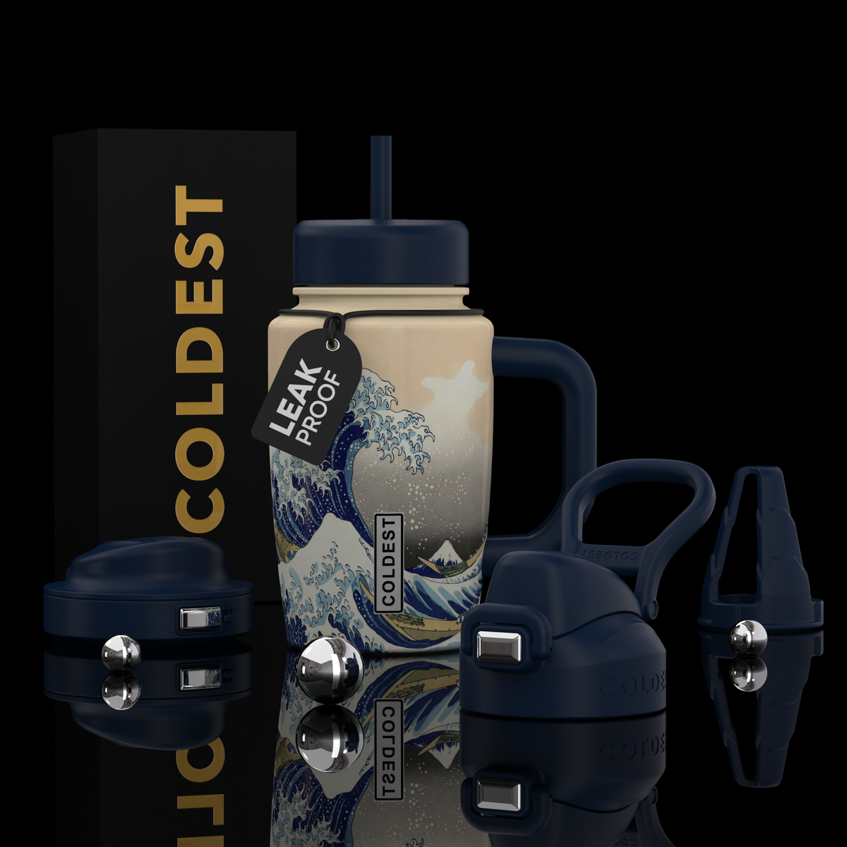 Coldest Limitless Ultra v8 15oz tumbler featuring a vibrant wave design and durable stainless steel construction.