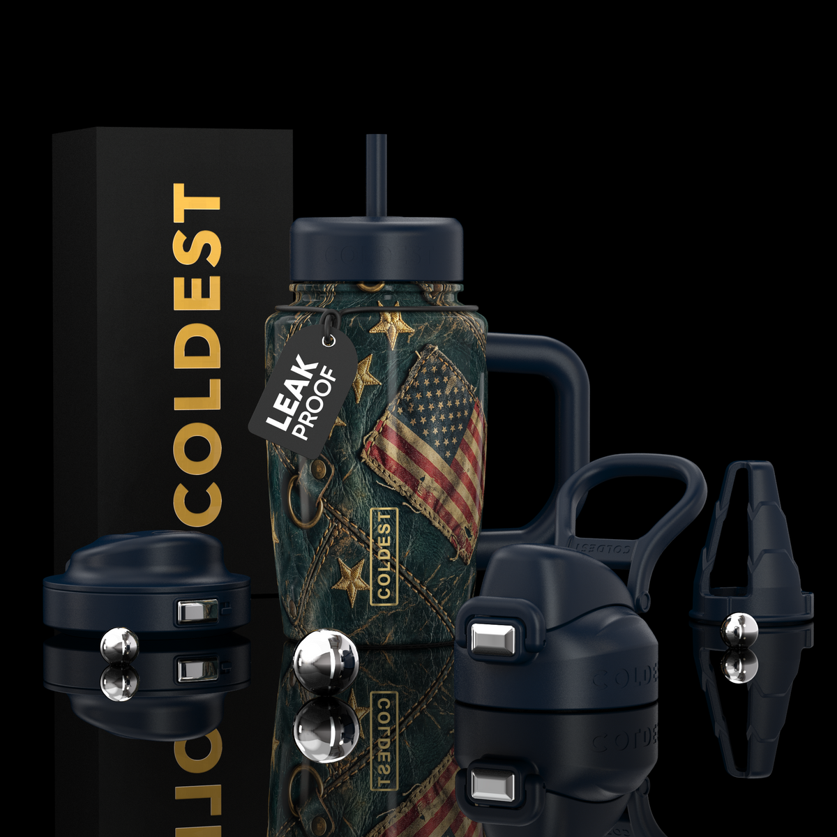 Coldest Limitless Ultra v8 15oz stainless steel tumbler with black lid and logo, designed for keeping beverages hot or cold.