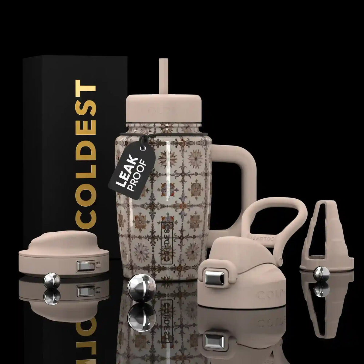 Coldest Limitless Ultra V8 15oz travel mug with a sleek Persian-inspired design and durable stainless steel construction.