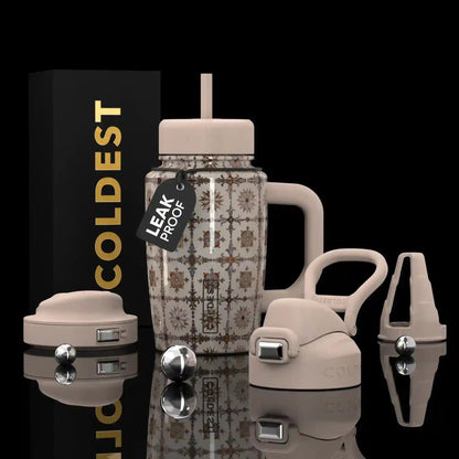 Coldest Limitless Ultra V8 15oz travel mug with a sleek Persian-inspired design and durable stainless steel construction.