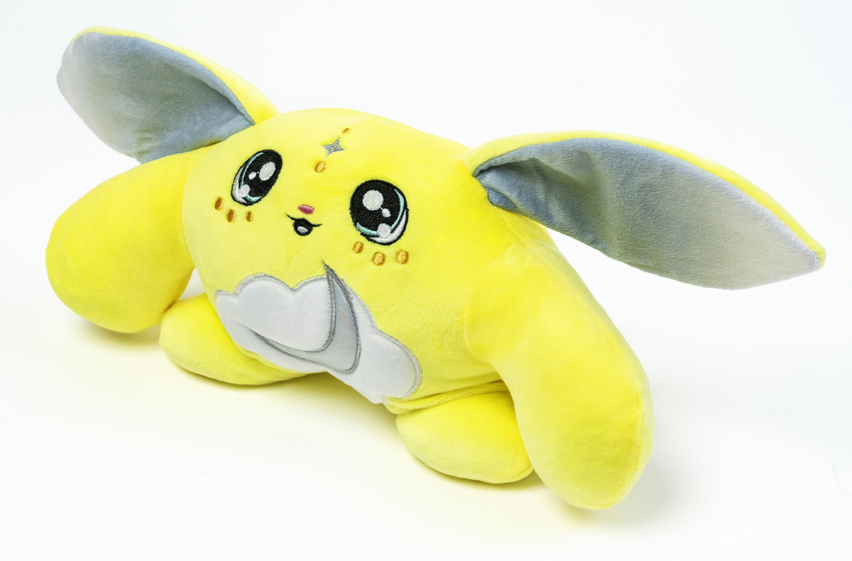 Moon Pals 1.5lb Squish Plush Macaroni toy with soft, colorful fabric and playful design, perfect for cuddling and imaginative play.