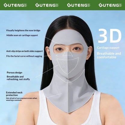 Women’s summer ice silk sun-protective face mask in lightweight fabric with full face coverage
