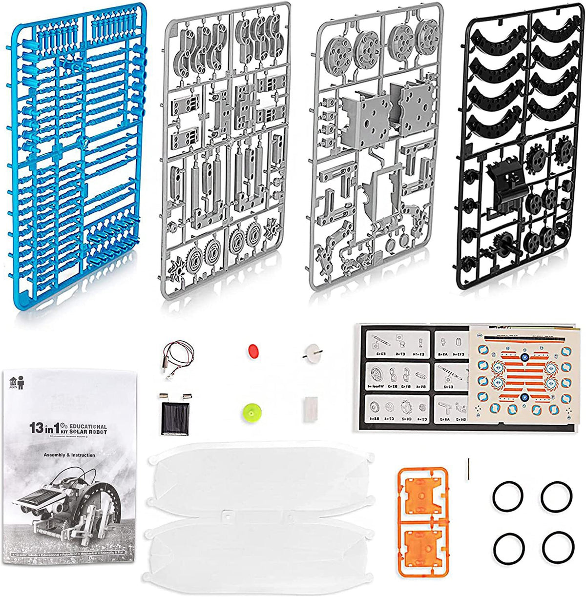 13-in-1 Solar-Powered Assembling Robot Toy Set