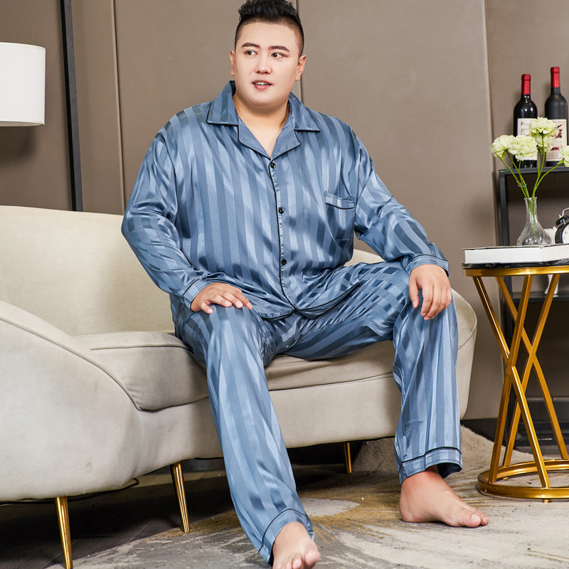 Cut flower men's pajamas in extra-cool ice silk fabric, relaxed fit with colorful floral pattern