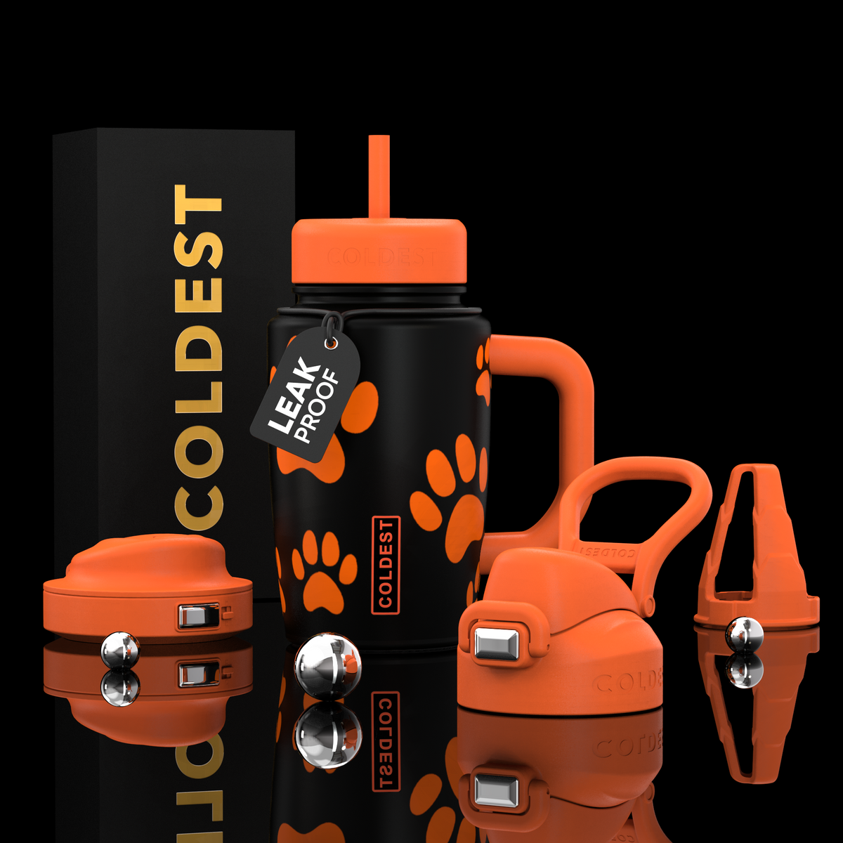 Coldest 15oz Limitless Ultra v8 tumbler featuring a pumpkin and paw print design, perfect for hot or cold beverages.