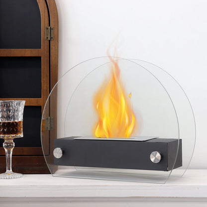 JHY Design portable tabletop fire pit with clean-burning bio ethanol, ventless design, 35cm size, suitable for indoor and outdoor use