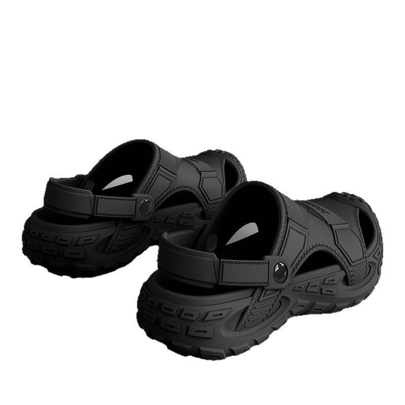 Summer outdoor non-slip soft-soled closed-toe half-slippers, side view