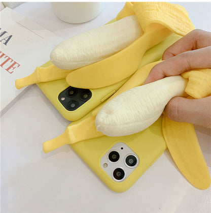 Yellow banana silicone phone case with unzip designCHANTABILITY
