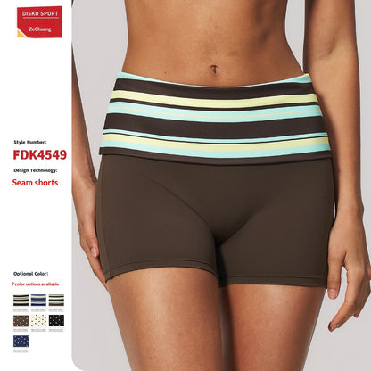 2026 summer color-blocking fitness shorts with high elasticity, style 4