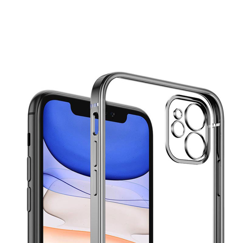 Electroplated protective cover for magnetic suction mobile phone case, close-up view