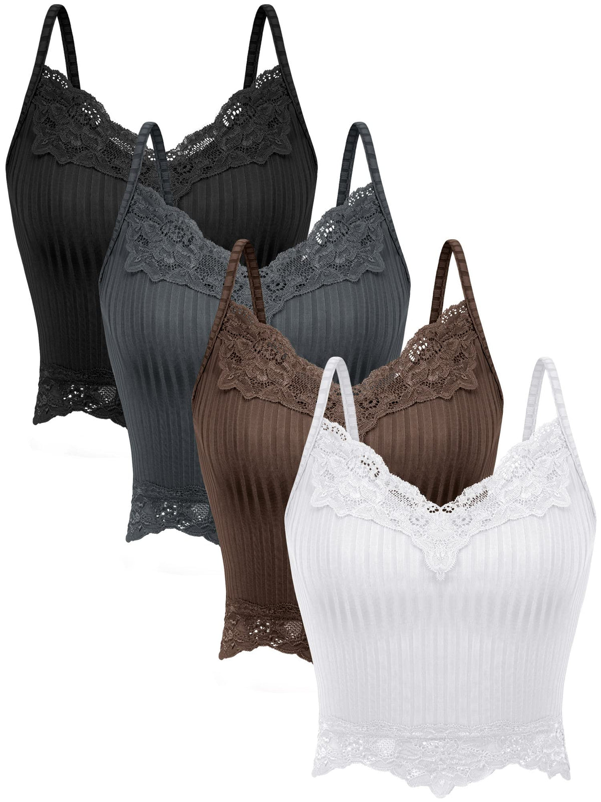 Multi-color lace Y2K crop top set from BACKUPMYFILESNOW® featuring casual, stylish designs in a four-pack.