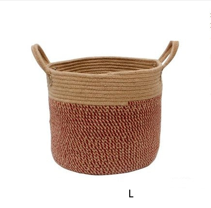 Cotton linen storage laundry basket with sturdy handles, shown in a simple neutral design