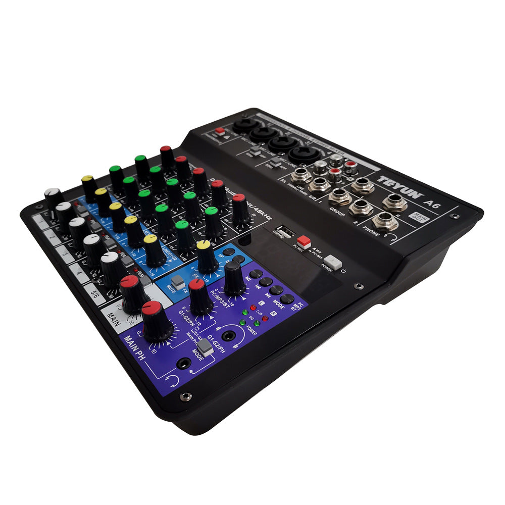 Bluetooth sound card mixer with microphone effector and live audio controls