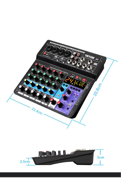 Bluetooth sound card mixer with microphone effector and live audio controls