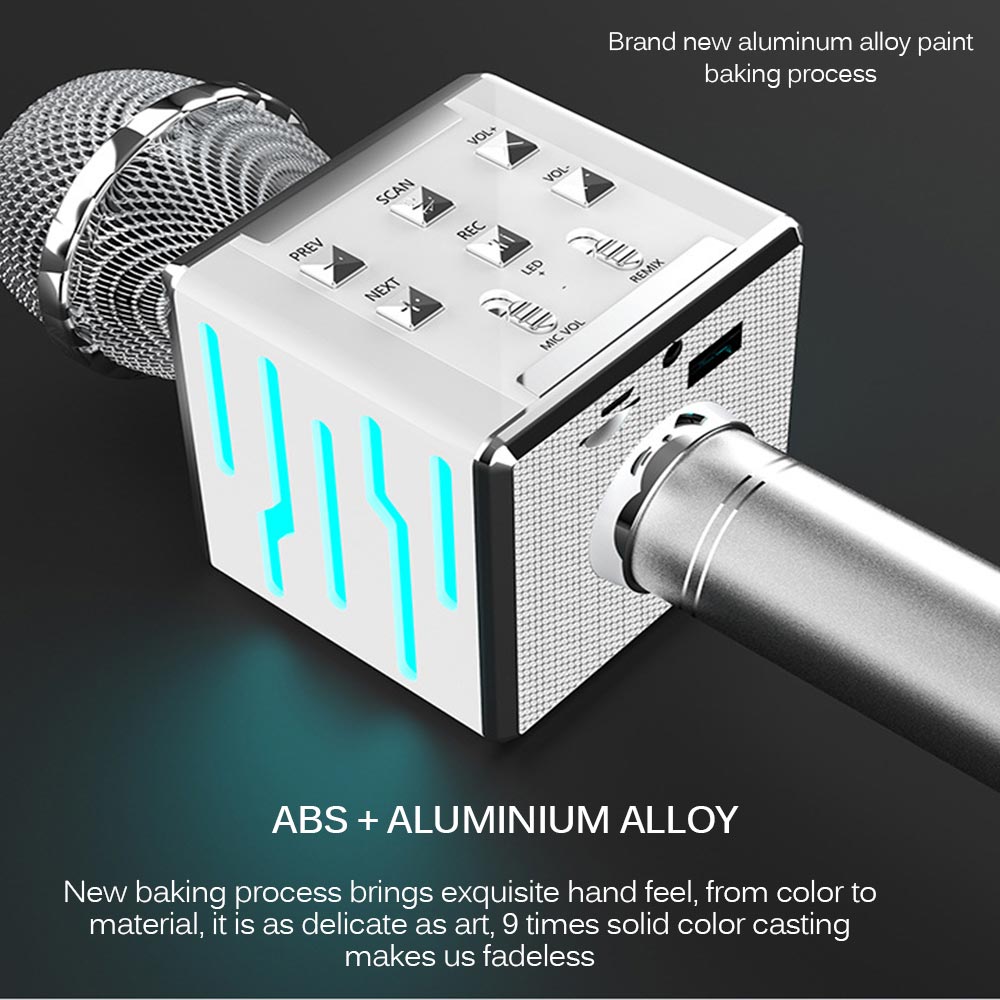 Wireless Bluetooth condenser microphone with integrated audio controls