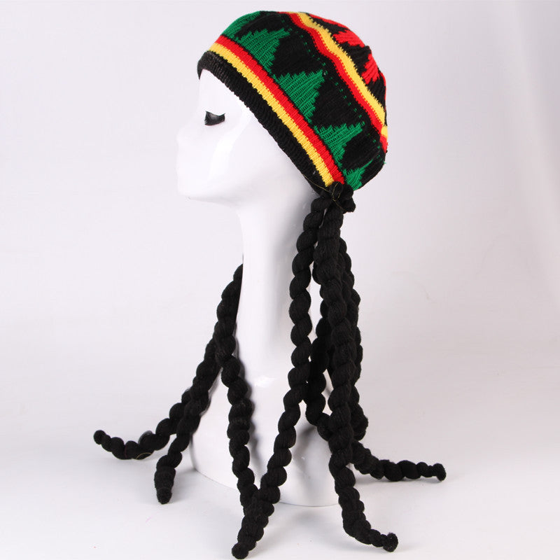 Braided straw hat and wig beret with woven texture and classic beret shape