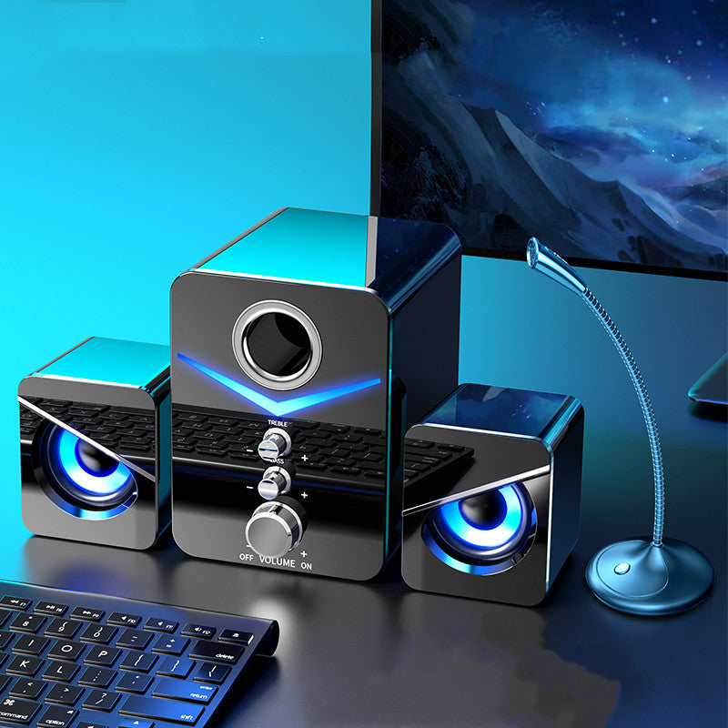 Universal small computer audio speaker for home desktop and notebook use, compatible design