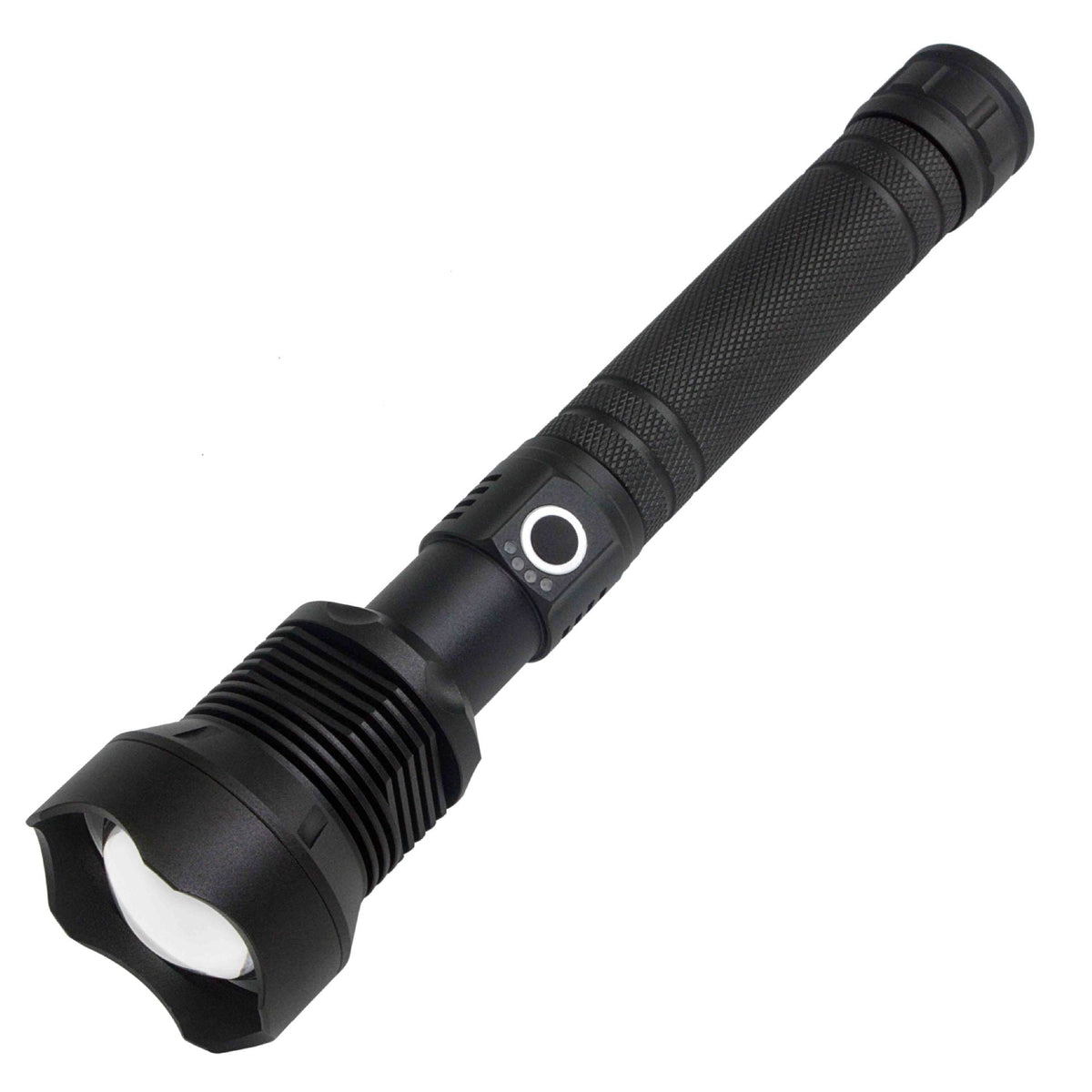 XHP70.2 powerful USB LED flashlight in black, compact handheld design