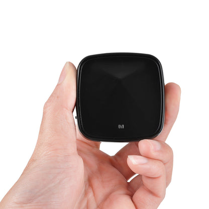 Optical fiber Bluetooth 5.0 adapter with CSR8675 chip, compact black device with optical audio ports