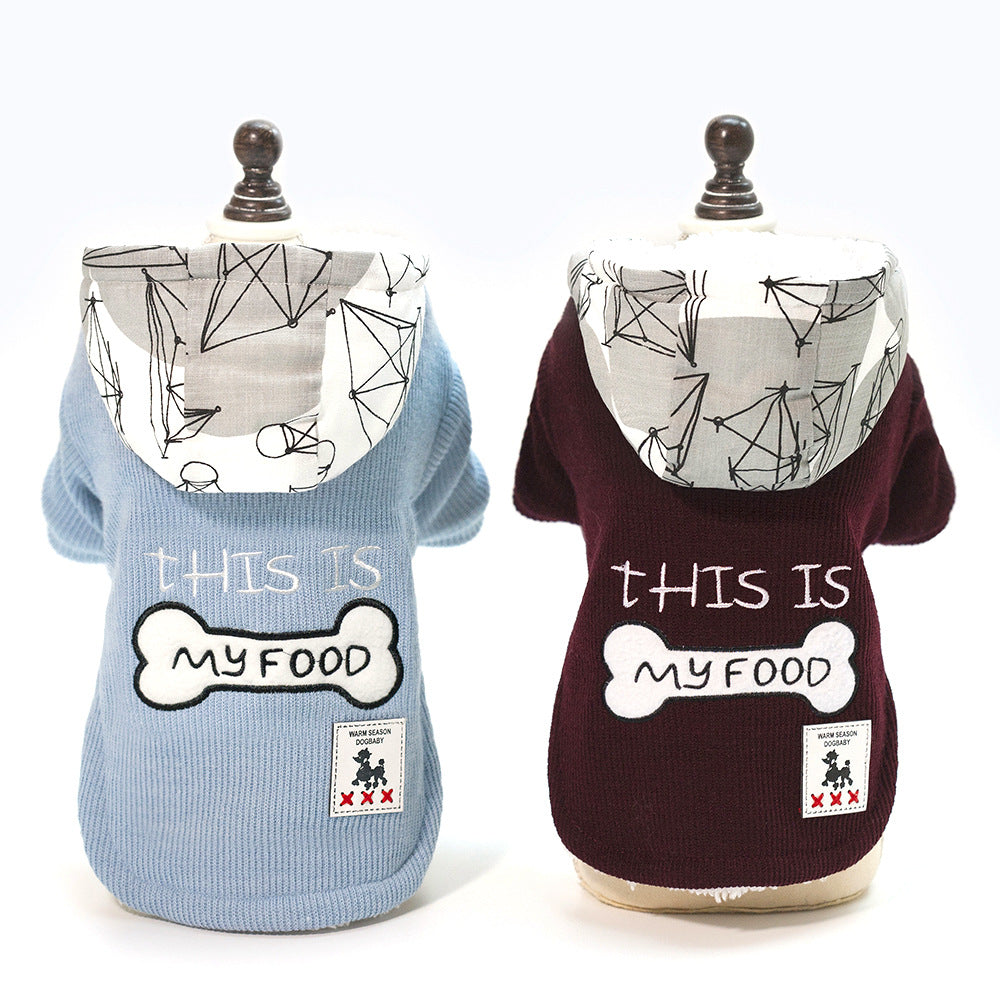 Thickened warm hooded padded pet clothes for dogs and cats