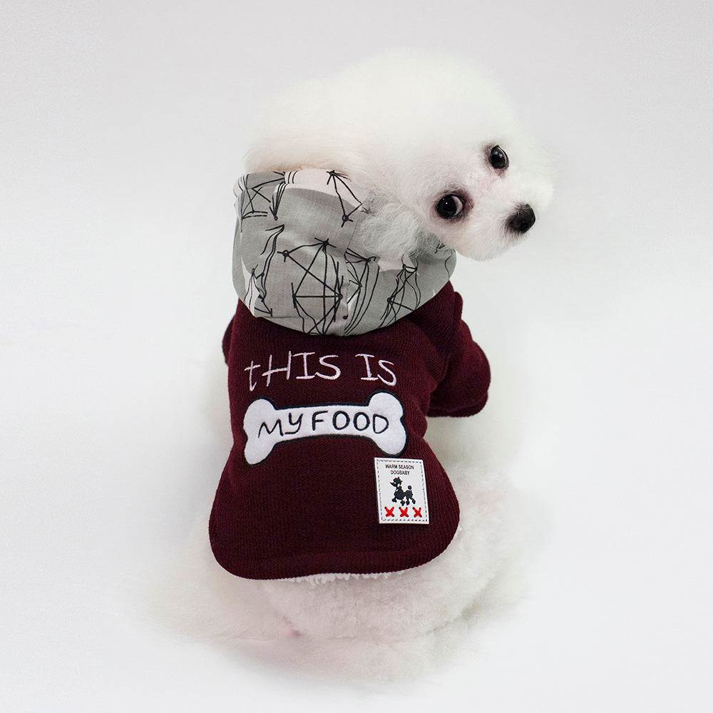 Thickened warm hooded padded pet clothes, cozy winter outfit for dogs and cats