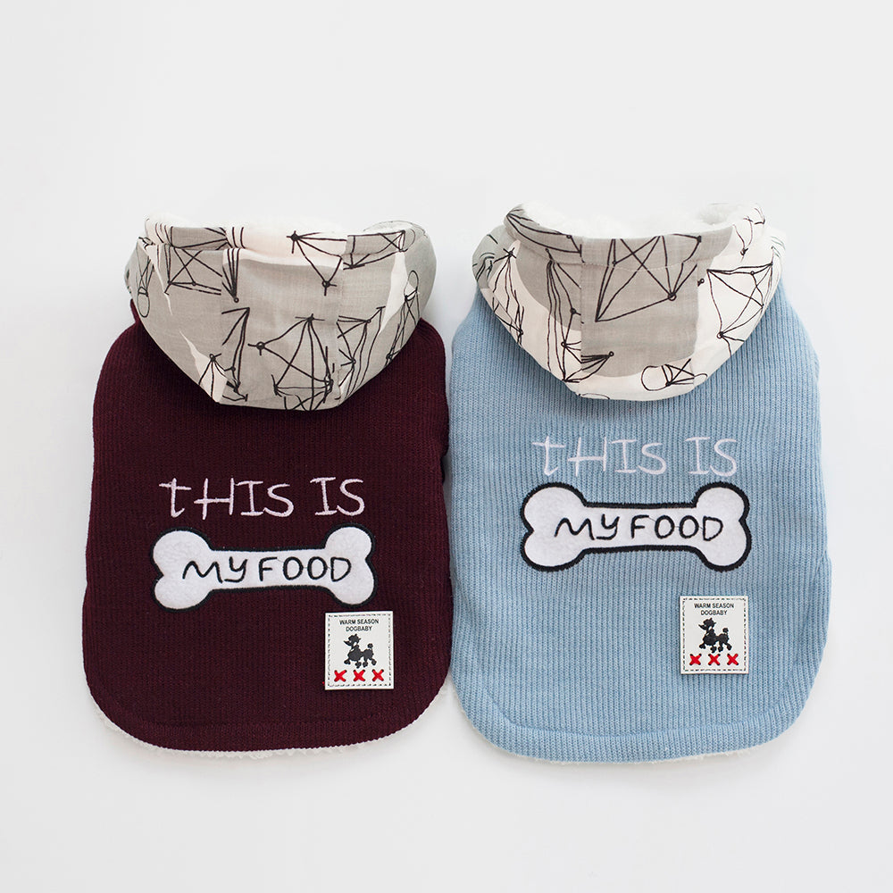 Thickened warm hooded padded pet clothes in a cozy winter design