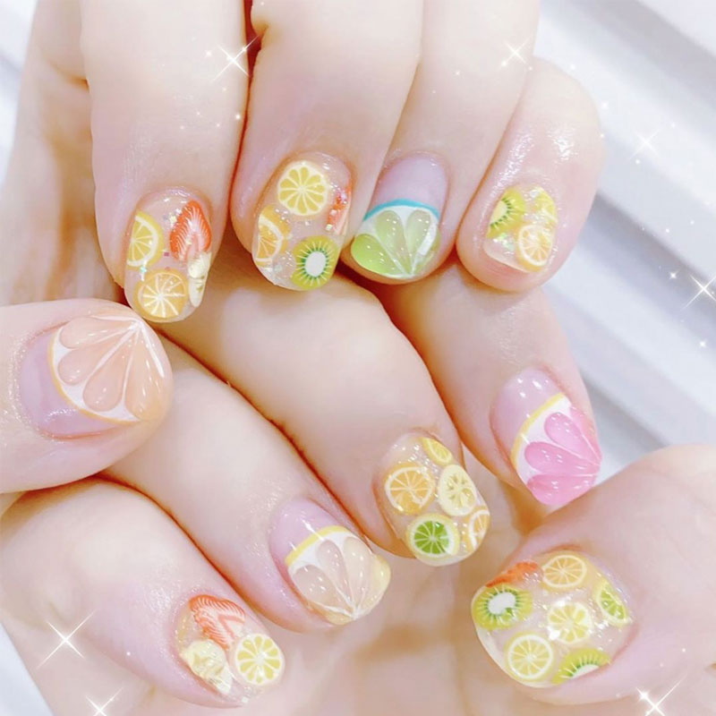 Handmade crystal mud clay flower and fruit slice manicure ornaments for DIY nail art