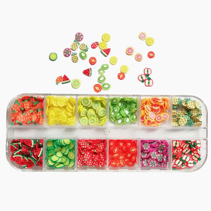 Handmade DIY crystal mud clay flower and fruit slice manicure ornaments by My Store