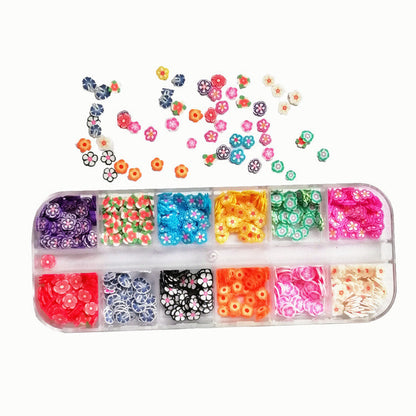 Handmade crystal mud clay flower and fruit slice manicure ornaments for DIY nail art